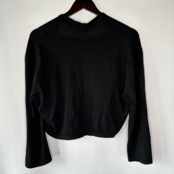 White House Black Market Women's Black Open Front Cropped Shirt Size XL - Picture 7 of 7